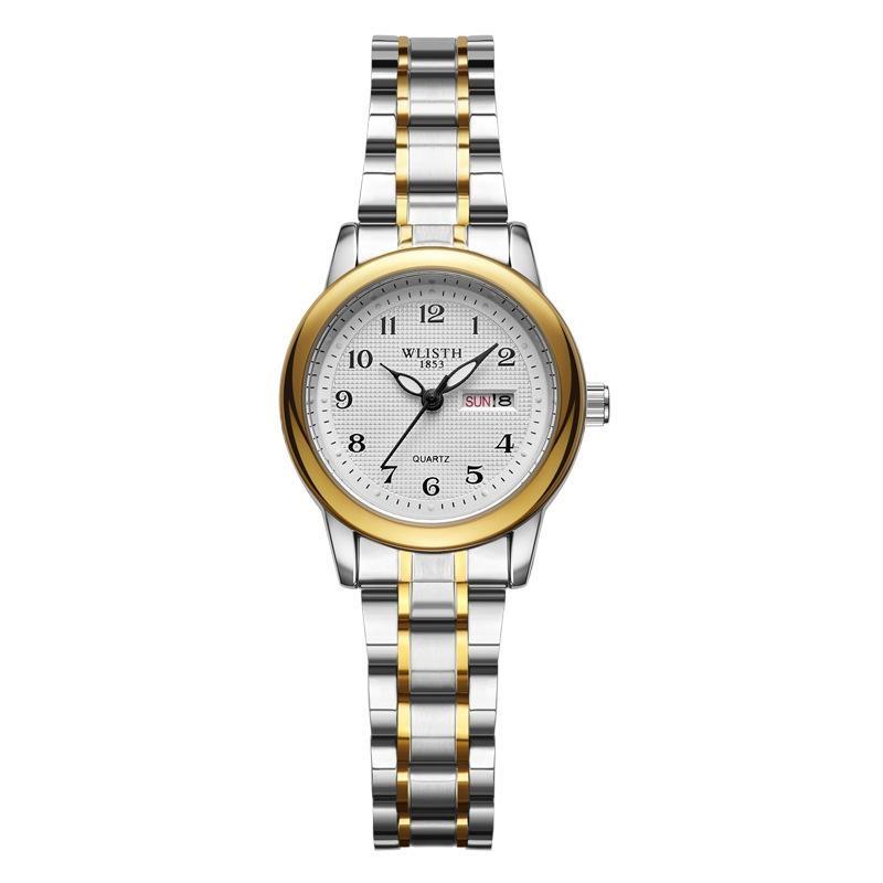 

Кварцевые часы, цифровые светящиеся часы для пожилых людей, часы для пар с двойным календарем, популярные мужские часы оптом во внешней торговле Women s style золотой