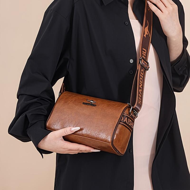 Women's shoulder bag retro wide shoulder strap messenger bag