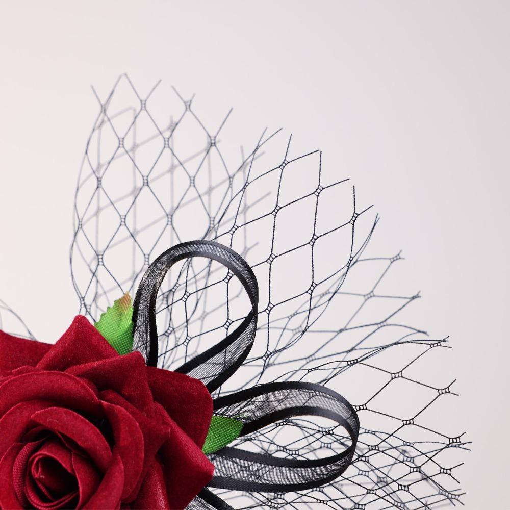 Elegant Halloween Hairpin Fashion Mesh Headpiece Creative Rose Hairpin  Halloween Party