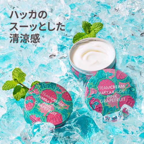 Official Steam Cream: Mint & Aloe Pink Grapefruit 75g [Made In Japan] Moisturizing Cream for the Whole Body, Face, Body, and Hands. Made with Oatmeal,