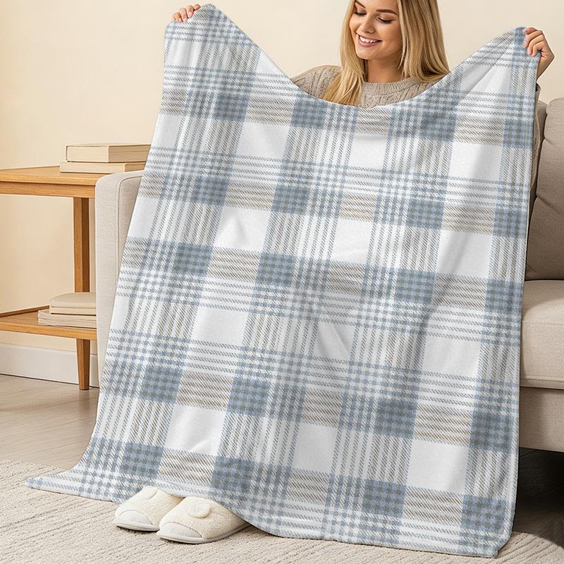 Soft Fuzzy Flannel Blanket: High-density Plaid Throw, Plush Warm & Cozy, Ideal for Bedroom, Living Room, Sofa, Christmas & Halloween Home Use