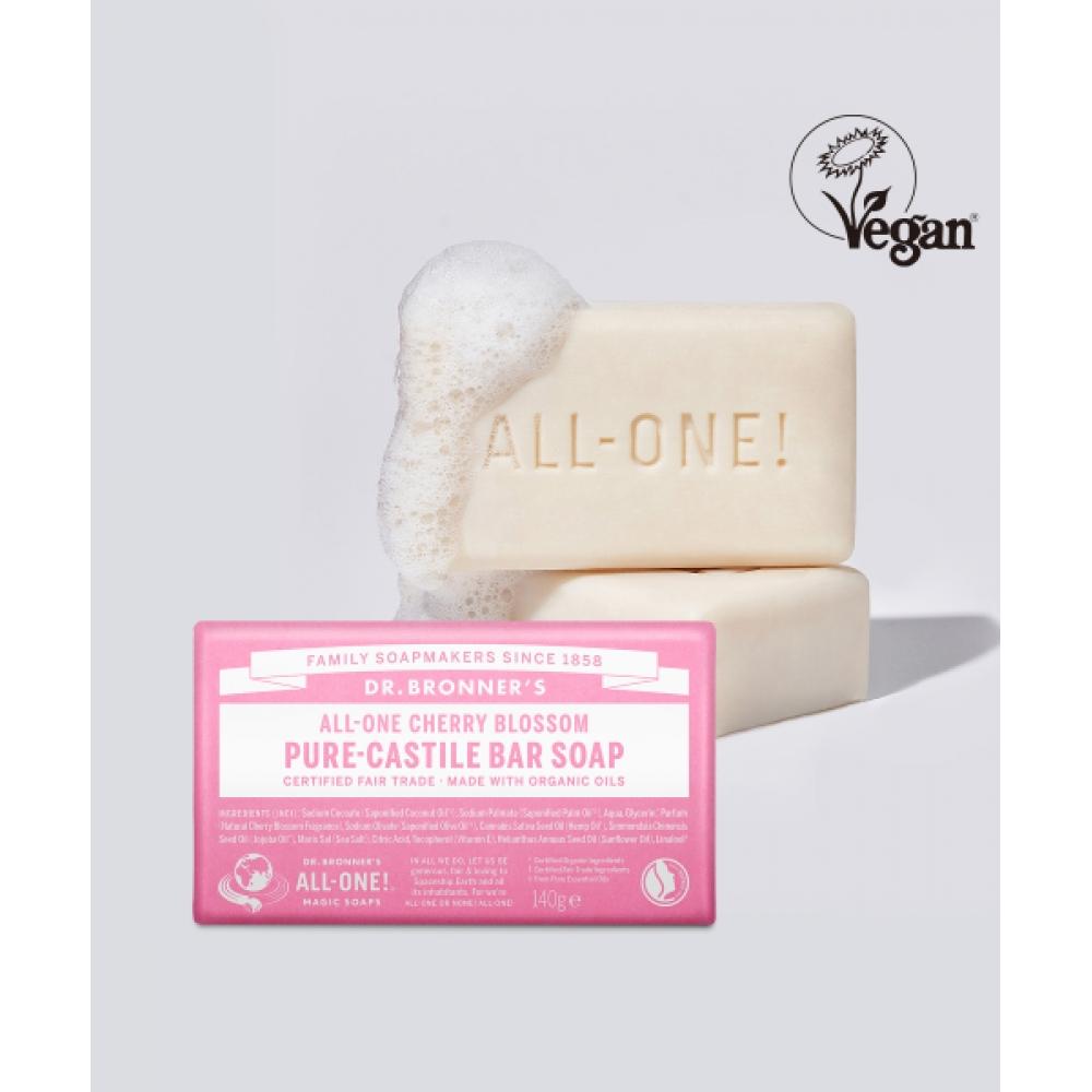 Dr.bronner S [2pack] Cherry bloSSom Pure caStile Bar Soap 140g Cherry Blossom 140g+Green Tea 140g