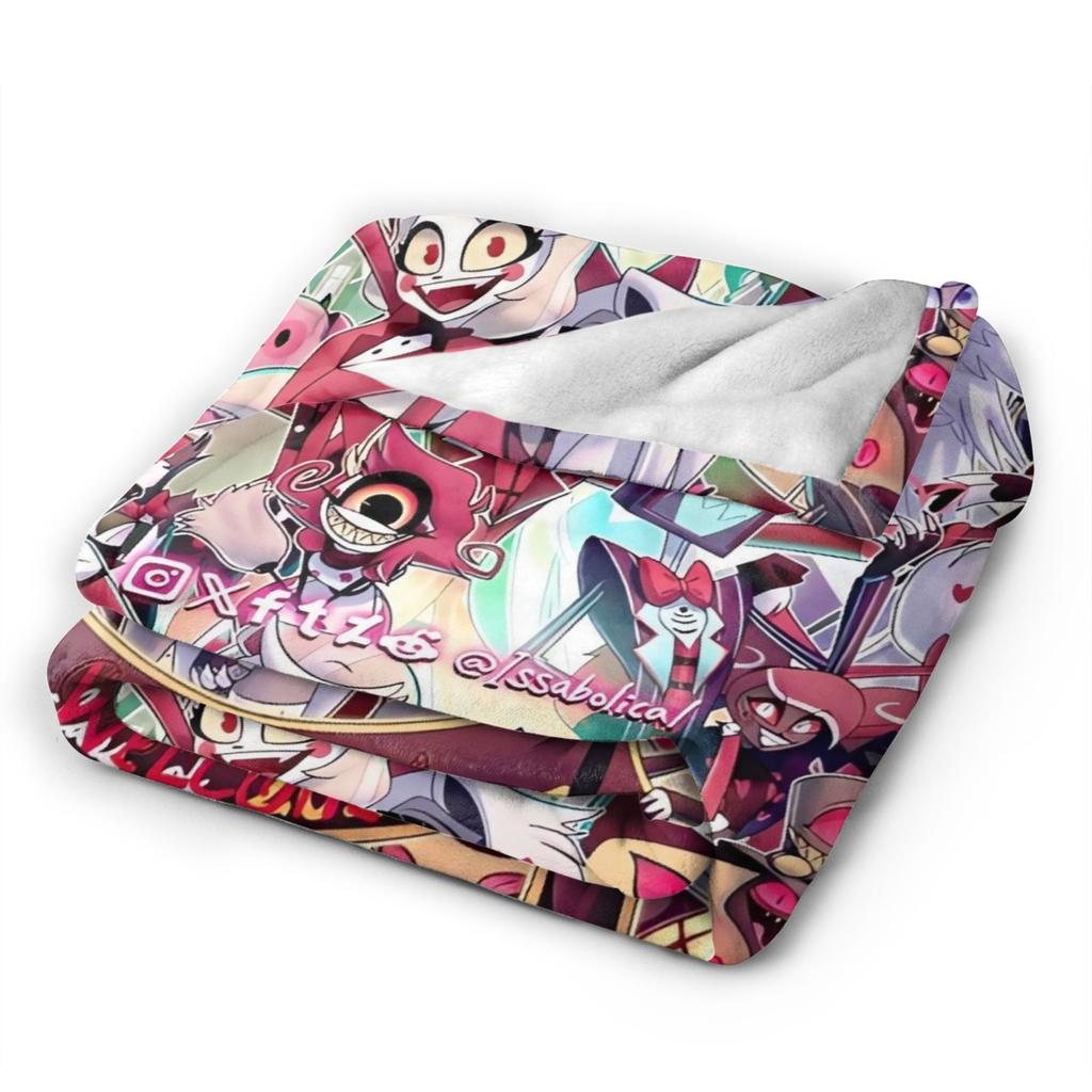 Hazbins Hoteles Anime manta suave avión viaje ropa de cama de felpa lanza esponjosa sala de estar colcha de franela funda de sofá cama