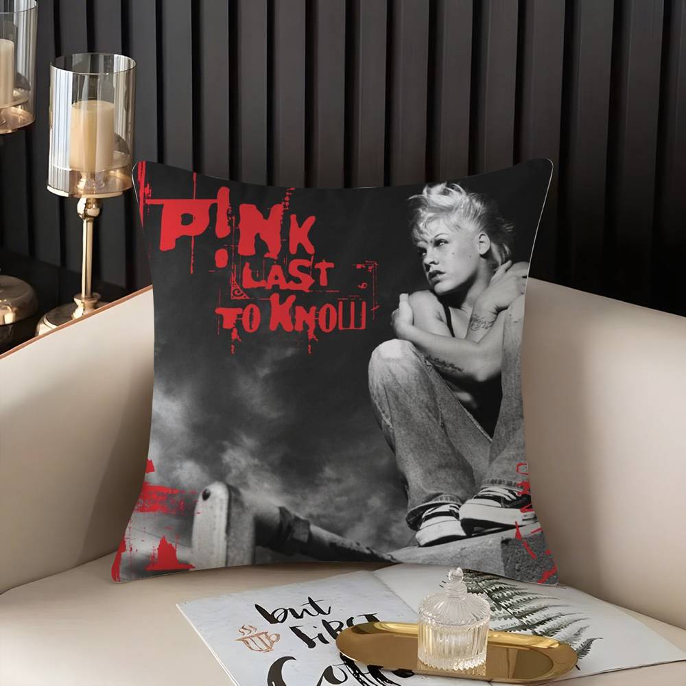 Pink Trustfall P!Nk Singer Pillow Case Home Dorm Chair Back Short Plush Double-Sided Printing Office Nap Time Cushion Cover
