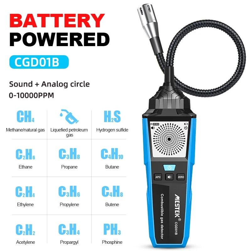 

Детектор утечки горючего газа Звуковая и световая сигнализация Место утечки горючего природного газа Определить тестер счетчика с гибким зондом