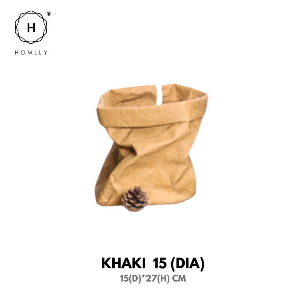 Homlly Sunii Multi Purpose Washable Reusable Kraft Paper Bag for Storage Basket, Flowerpot, Organizer