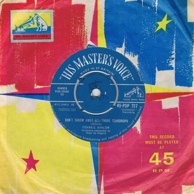 7inch Record FRANKIE AVALON - Don't Throw Away All Those Teardrop 45POP727 His Master's Vo 1960 UK Rock Used