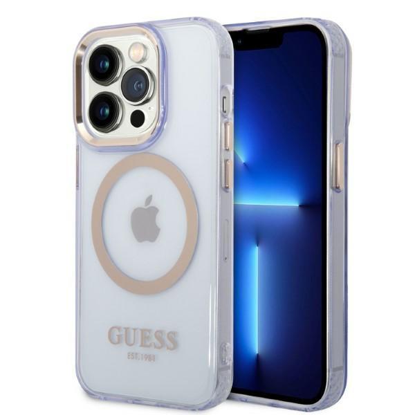 Guess Guhmp14Xhtcmu Iphone 14 Pro Max 6,7 Purpurowy/Purple Hard Case Gold Outline Translucent Magsafe