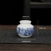 Mini Retro Blue & White Porcelain Hydroponic Pennywort Vase for Tea Ceremony Decoration