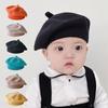Stylish Unisex Knitted Wool Beret for Children - Cute Candy Color Hat for Autumn and Winter.