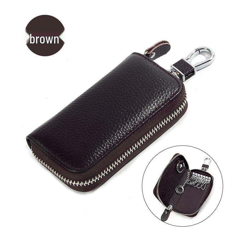 Genuine Leather Car Key Bag - Women's/Men's Waist-Hanging Zipper Key Case