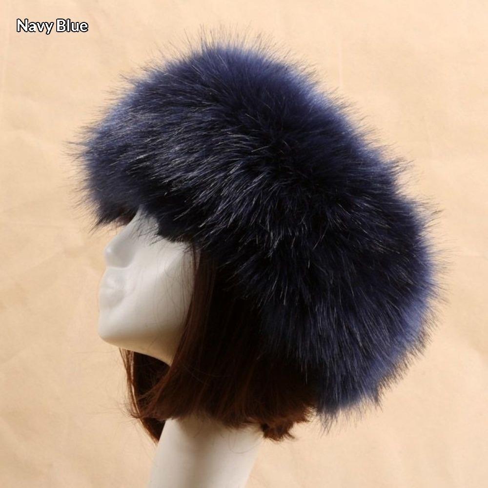 Women's Hat Faux Fox Fur Headband Hat Autumn and Winter Warm Headband Hat Plush Open Top Hat