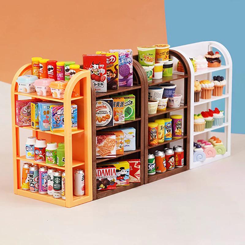 1:12 Miniaturowy Półka Supermarketowa Stojak Ekspozycyjny Półka do Przechowywania Dekoracja Sceny Zabawka Akcesoria do Domku dla Lalek
