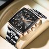 LIGE Top Brand Luxury Quartz Watches Square Stainless Fashion Casual Chronograph Wristwatches for Men Sport Waterproof Man Watch