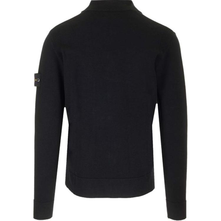 Stone Island Solid Color Stand Collar Zip Long Sleeve Slim Jacket Men Jacket Black 8115503A1-V0029