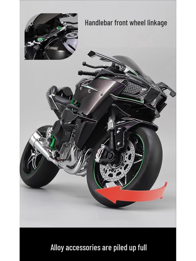 XLG Key Start 1:6 Kawasaki H2R Motorcycle Model with Ignition, Spray, and Sound Effects.
