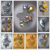Luxury Golden Copper Metal Romantic Lovers Abstract Poster Sculpture Series Canvas Painting Pictures Living Room Home Decoration
