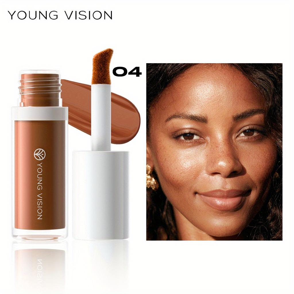 YOUNG VISION 4-Color Liquid Contour & Bronzer Kit with Multi-Functional Horseshoe-Shaped Brush Head - Highly Pigmented, Buildable, Long-Lasting,