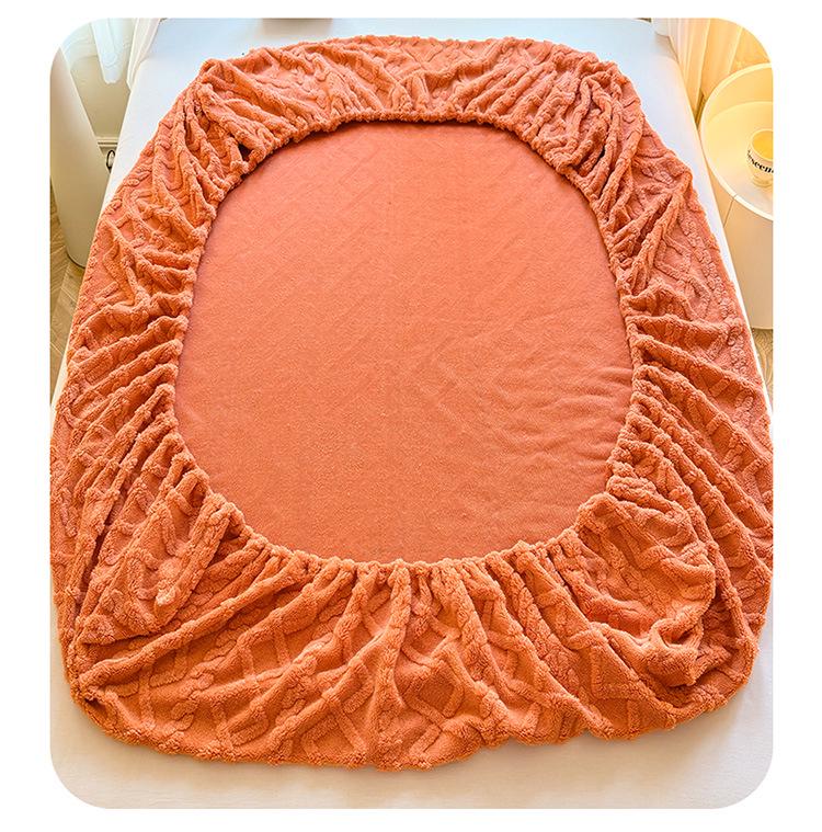 Winter Warm Velvet Taffeta Fitted Sheet - Non-Slip Solid Color Mattress Protector