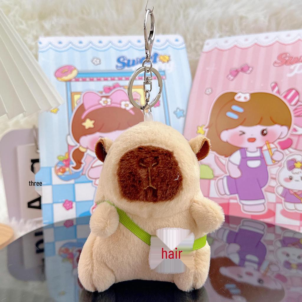 Viral Capybara Backpack Charm: Plush Toy Keychain and Pendant