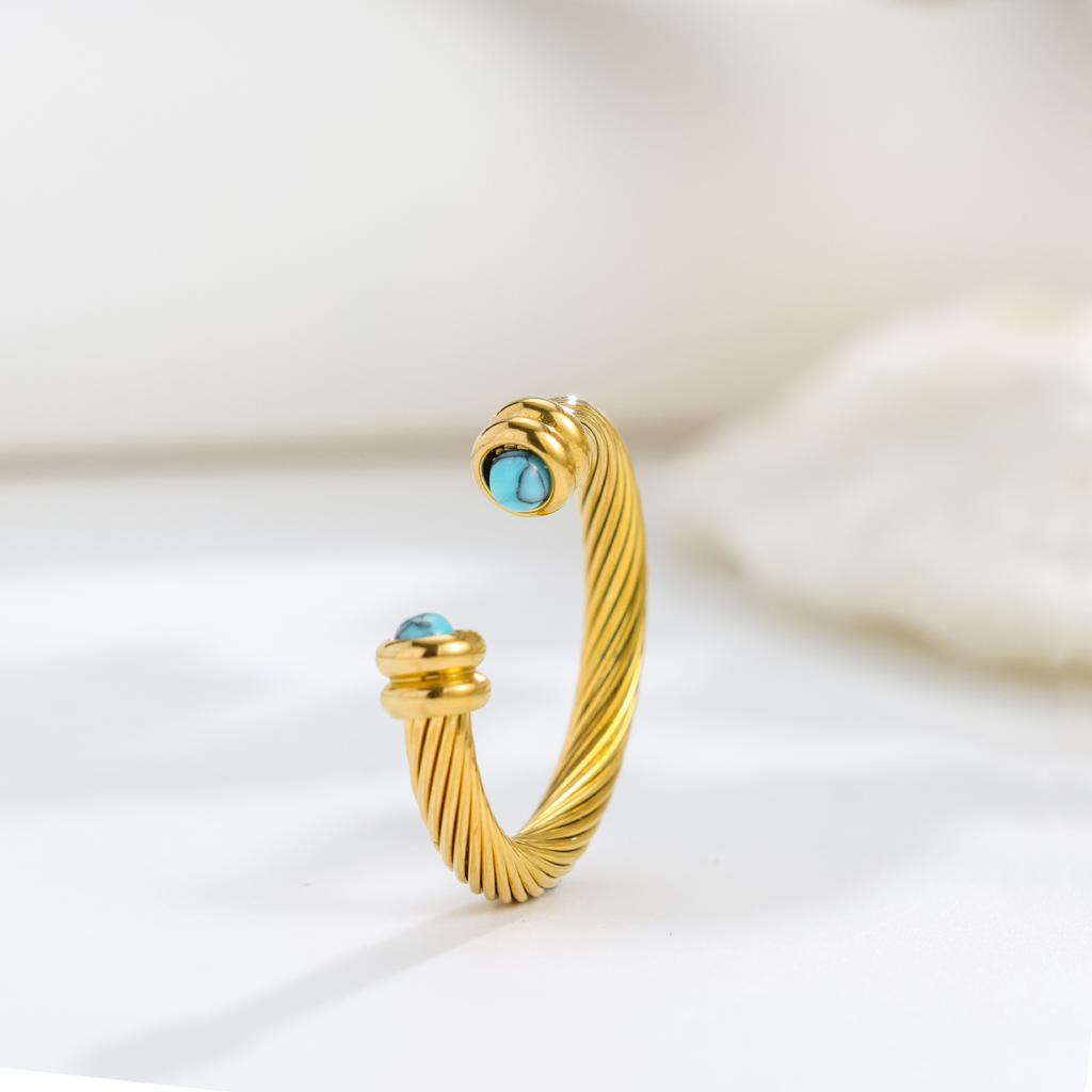 Stainless Steel Adjustable Ring for Women Colorful Crystals 18K Gold Color Rings Luxury Jewelry High-Quality Fashion Accessies