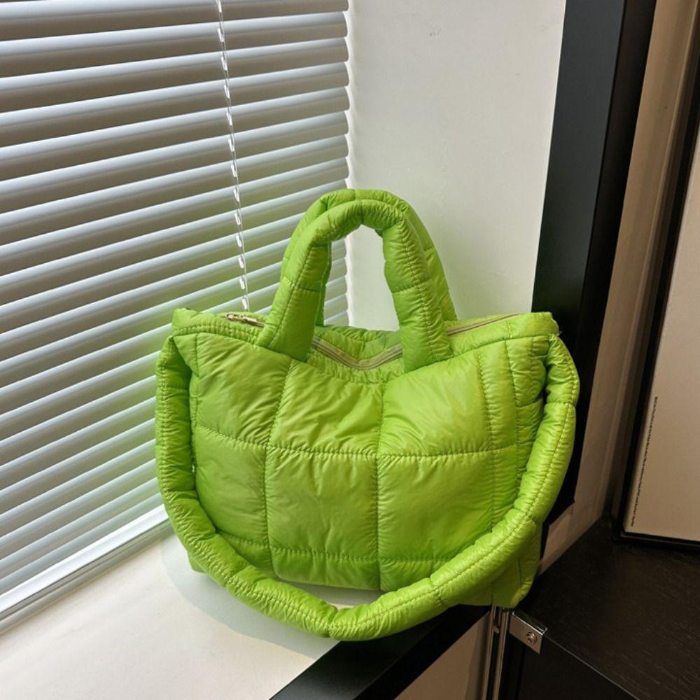 Nylon Space Cotton Handbag Solid Color Puffy Shoulder Bag Casual Cloud Tote Bag Daily