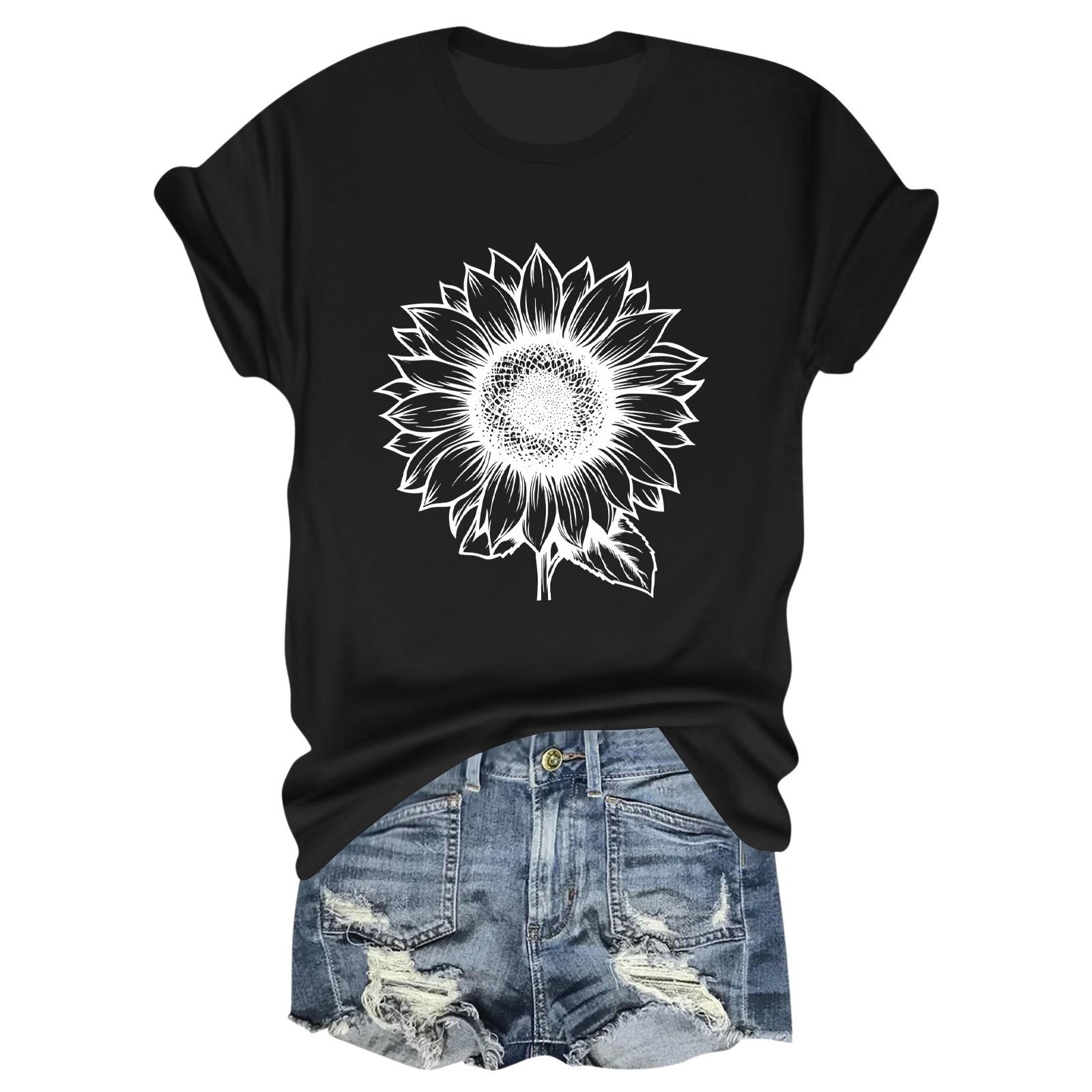 

Женская модная футболка с круглым вырезом и коротким рукавом, пуловер L чёрный