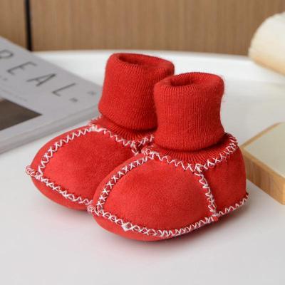 Autumn & Winter Soft Sole Baby Shoes, Sheepskin Wool for 0-1 Year Old, Non-Slip Infant Cotton Shoes
