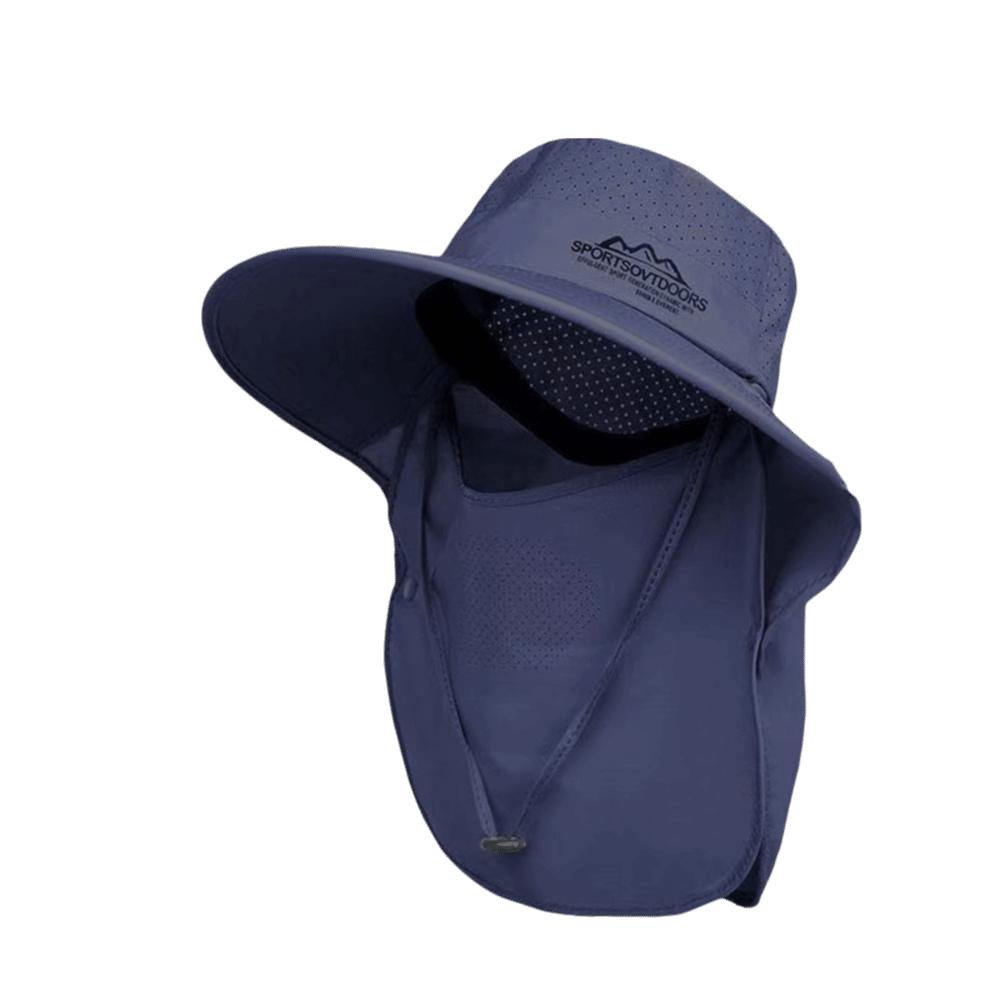 

Breathable Neck Flap Fisherman Hat Waterproof Outdoor Bucket Hat Large Brimmed Sun Hat Camping тёмно-синий