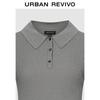 UR Women's Simple Grey Polo Long Sleeve Knit Top