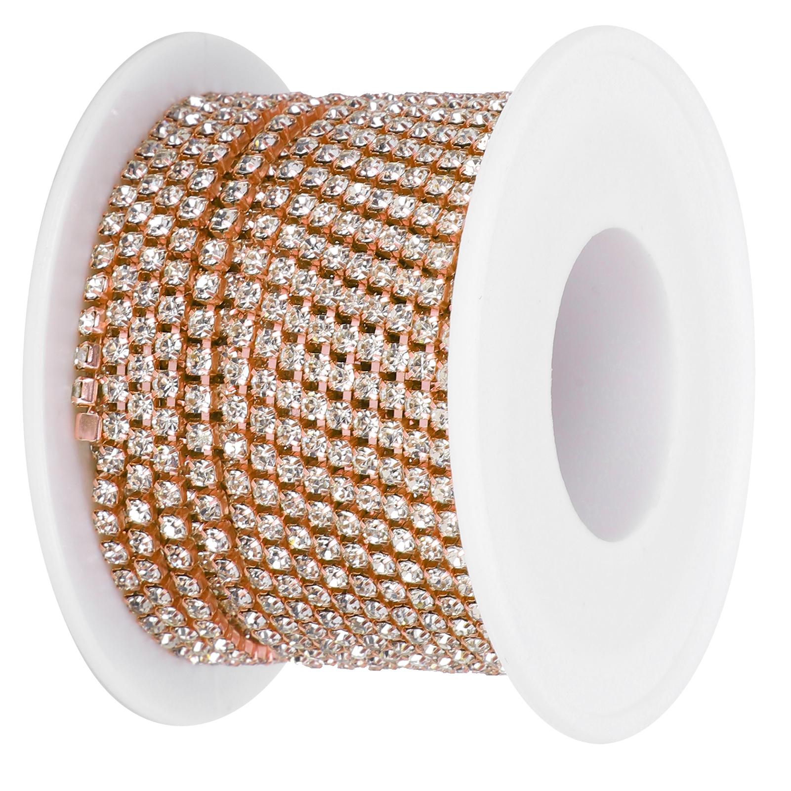 

SS8‑2.5mm 10 Yard Artificial Diamond Chain DIY Home Craft Wedding Decoration ChainRose Gold рожевий колір золота