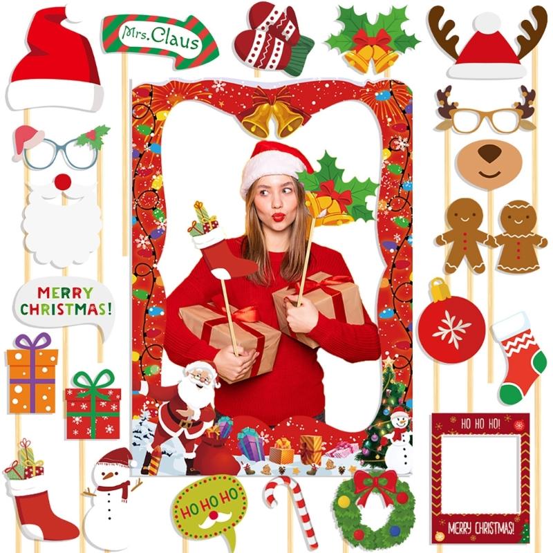 Festives Christmas Party Props Stylish Photo Frame Accessories Kits for Parties Stylish Christmas Celebration Essential