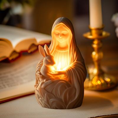 Maria Hold Rabbit Candle Silicone Mold Mother's Day Gift, Easter Other Holidays Resin Gypsum Clay Concrete Cement Molds Gifts