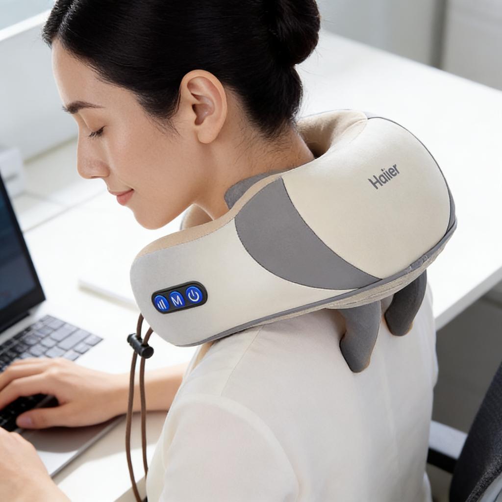 Neck Massager: Portable, Heated, Handsfree, for Home and Travel Use