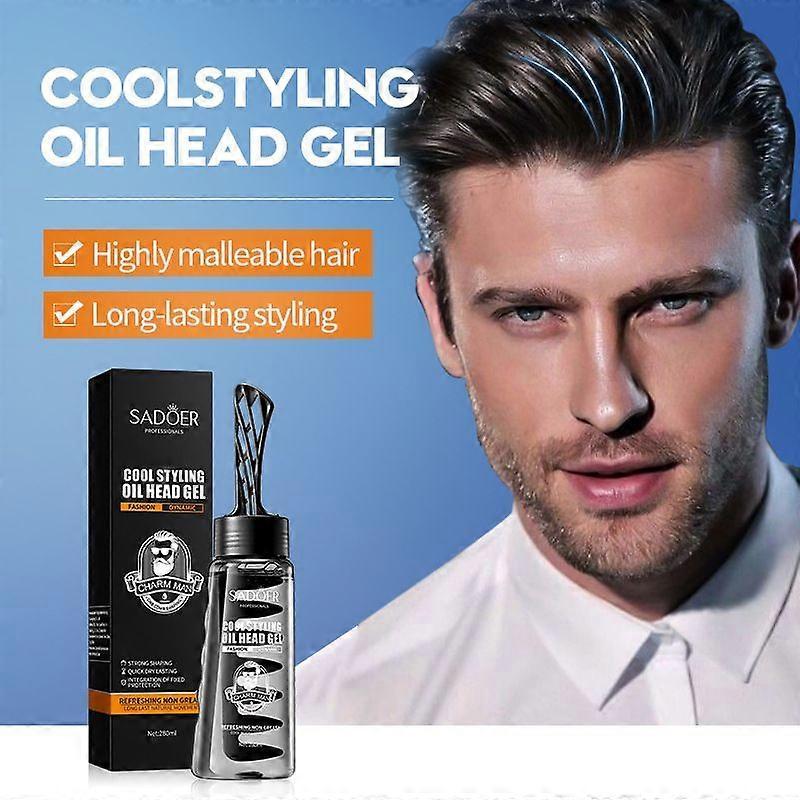 Gel para Peinar el Cabello, Gel Cera 2 en 1 con Peine, Gel de Aseo para Hombres, Hidratante Larga Duración Rápido Acabado Mojado y Brillante Todo el Día, 28