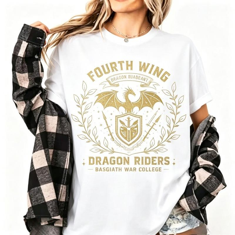 graphic t shirts Fourth Wing Dragon Quadrant Basgiath War CollegePrint Vintage College Graphic streetwear