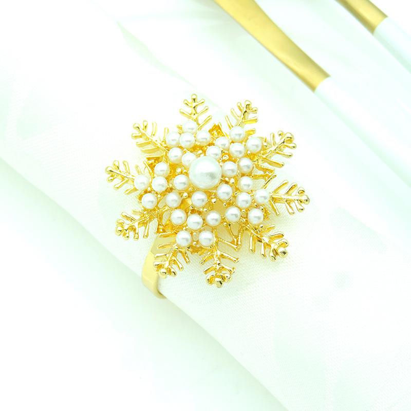 10pcs/lot Christmas hollow snowflake napkin ring metal napkin ring hotel holiday napkin buckle tableware decorations