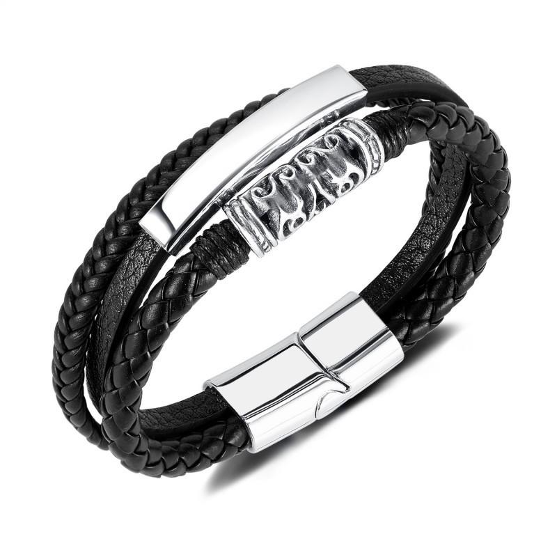 

Source: Fashionable Retro Men s Bracelet Stainless Steel Multi Layer Braided Leather Magnetic Buckle