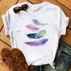 Fashion Unisex T Shirt Funny Butterfly Feather Print Tshirt T Shirt Summer Short Sleeve Tops Tee Female Feather T-Shirts