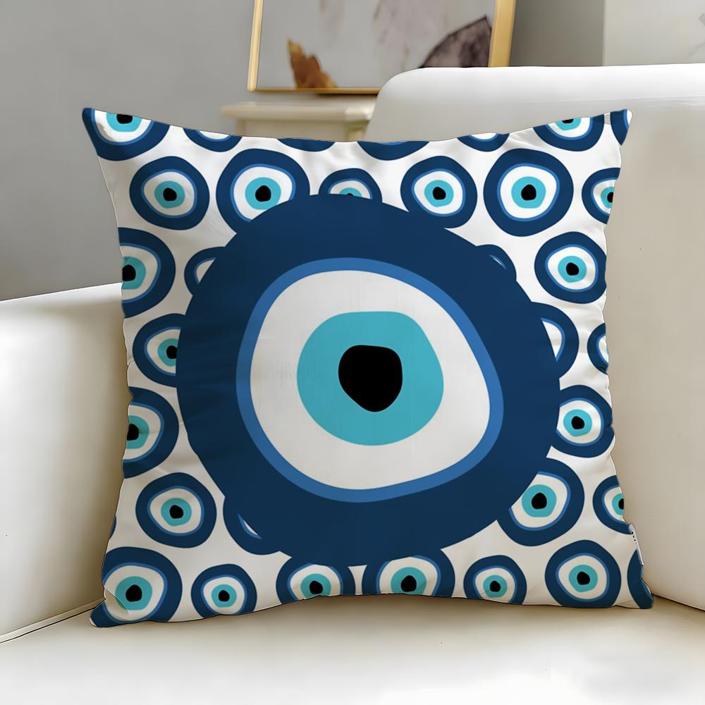 Fashion Eevil Eye Symbolew Cushion Cover Soft  EasyWash Pillow Case  Versatile for Couch Bed Travel and Office