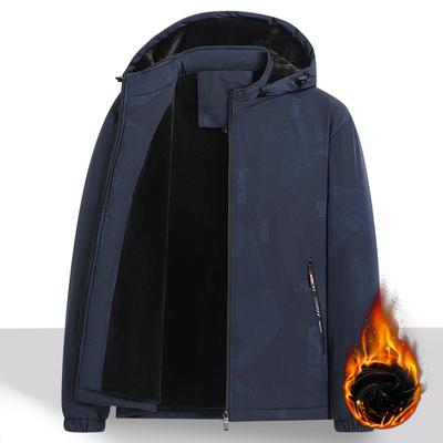 Men's Jacket Spring and Autumn Fleece Thickened Casual Jacket Removable Hat Men's Tooling Loose Men's Top