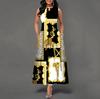 Women Summer Sleeveless V Neck Printed Maxi Dress
