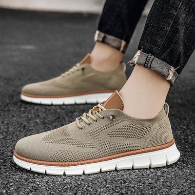 British Style Men's Shoes Summer Breathable Sports Shoes Fly Woven Mesh Shoes Plus Size Running Shoes 39-48
