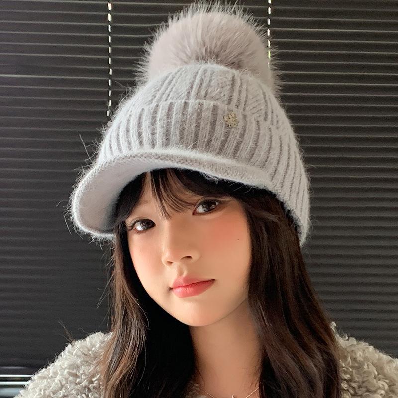 Hat Women's Autumn and Winter New Cycling Warm Ear Protection Knitted Hat Cold-proof Plush Thickened Wool Hat