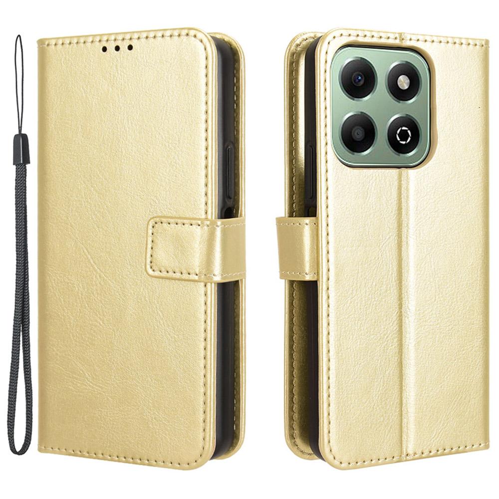 For Honor X6b 4G Phone Stand Case Crazy Horse Texture PU Leather Cover Wallet