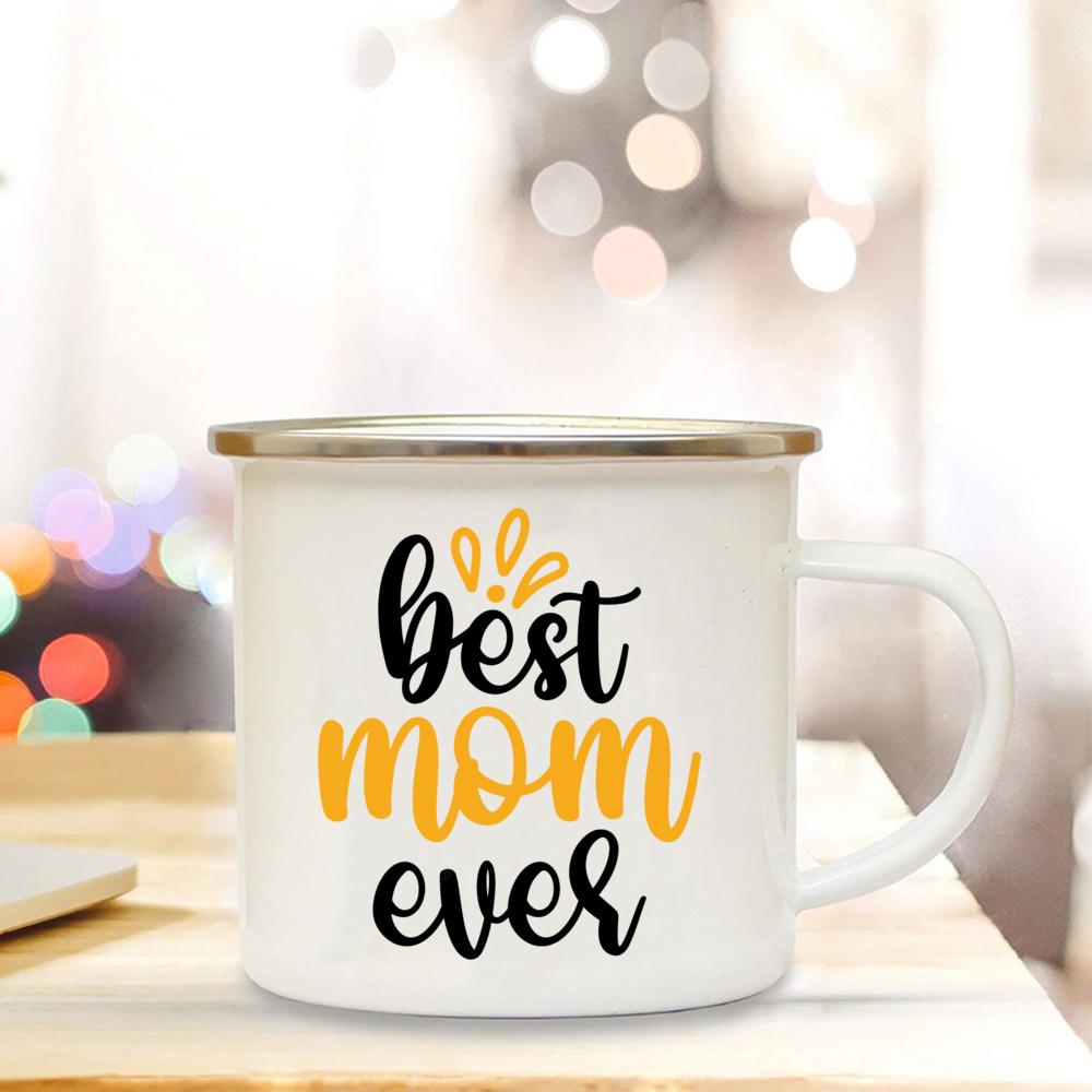 Emaille-Tassen „Best Mom Ever“ – Muttertagsgeschenk für Mama, Geburtstagsgeschenke für Mama, Tasse „Best Mom Ever“ – Kaffee-/Teetassen für Mama, Trinkbecher für Mutter