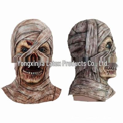 Halloweenská mumie Zombie latexová maska - Halloweenská pokrývka hlavy pro kostýmy, strašidelné domy a únikové místnosti