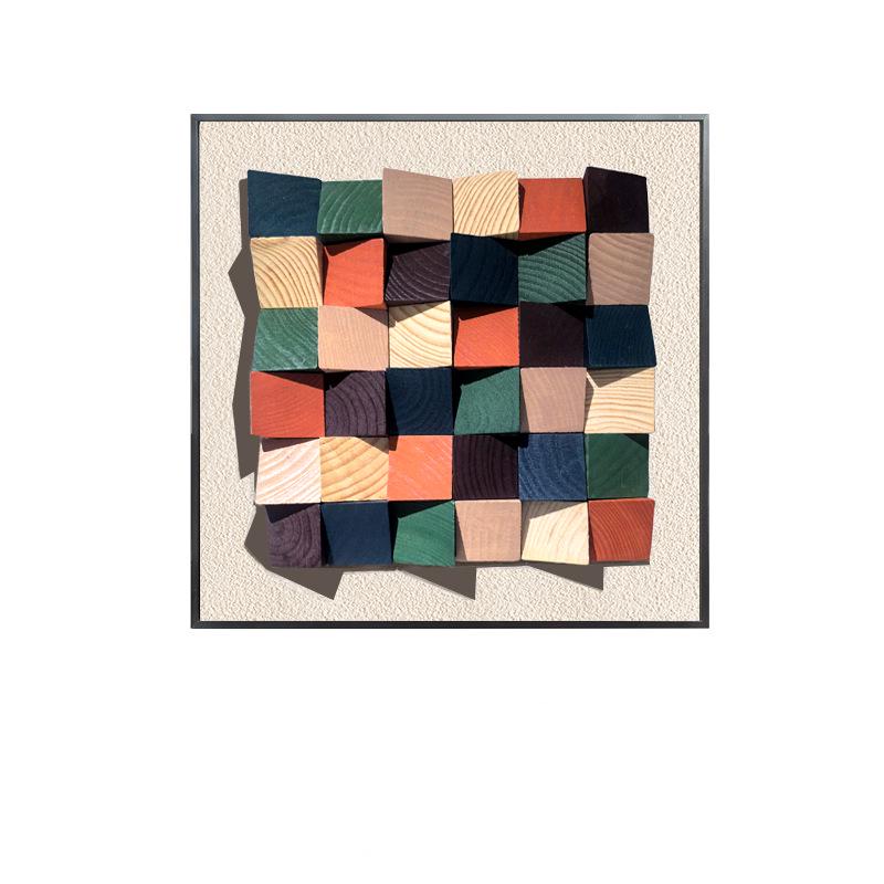 3D Solid Wood Mosaic Geometric Abstract Wall Art for TV Background or Entrance Hall