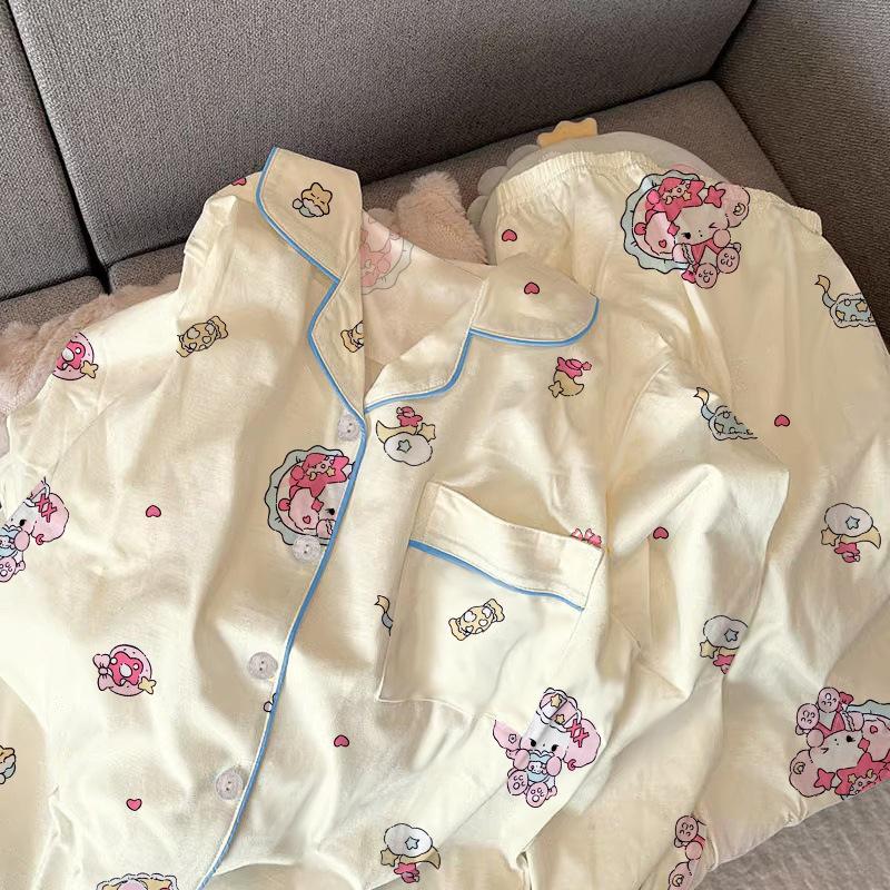 High-Value Bunny Style Cute And Sweet Spring And Autumn Long-Sleeved Pajamas Women'S Loungewear Two-Piece Set