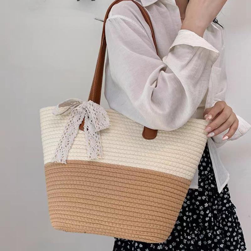 Handwoven Summer Beach Shoulder Tote Bag - Large Capacity Commuter Woven Bag for Women